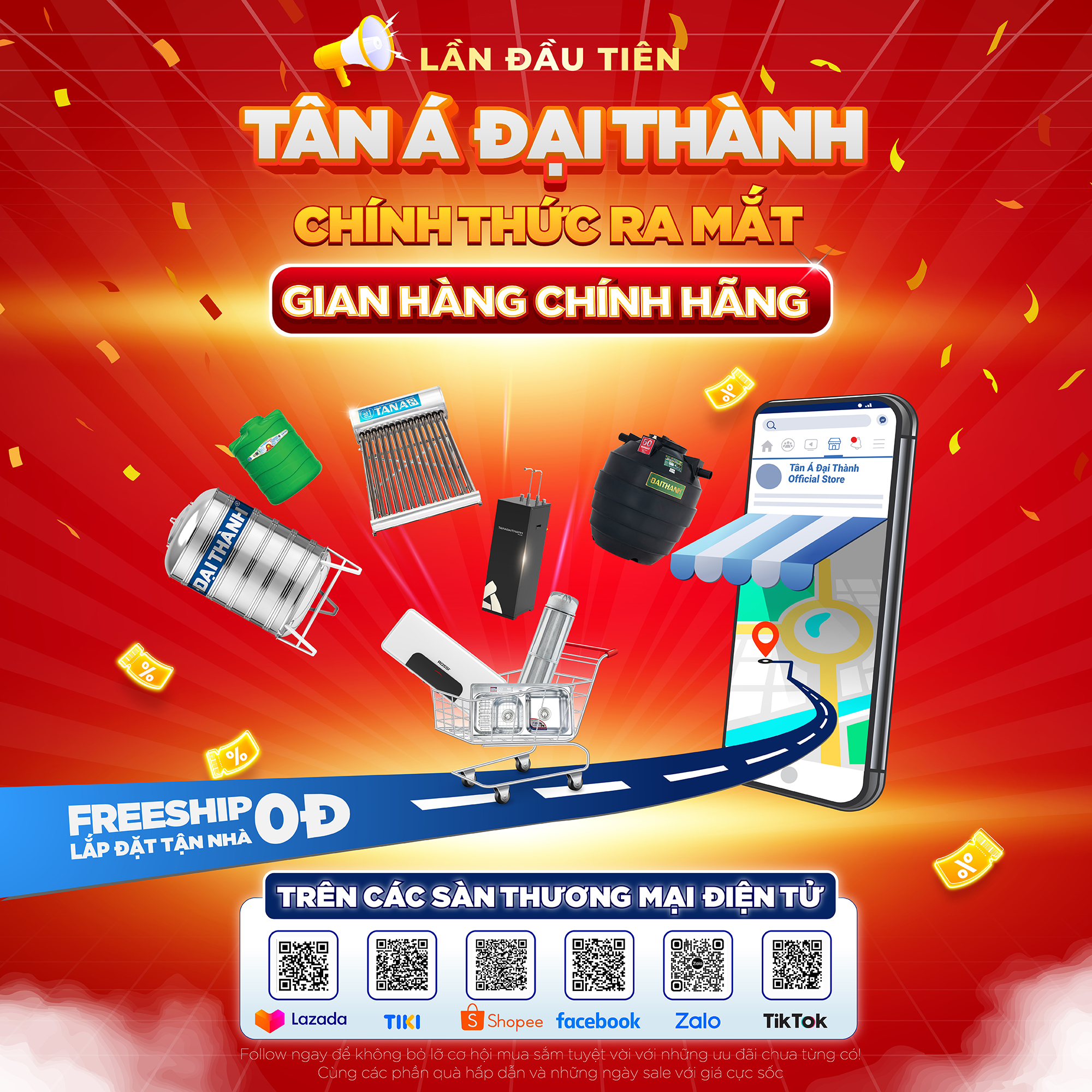 Lần đầu tiên Tân Á Đại Thành chính thức ra mắt gian hàng chính hãng trên các nền tảng thương mại điện tử.