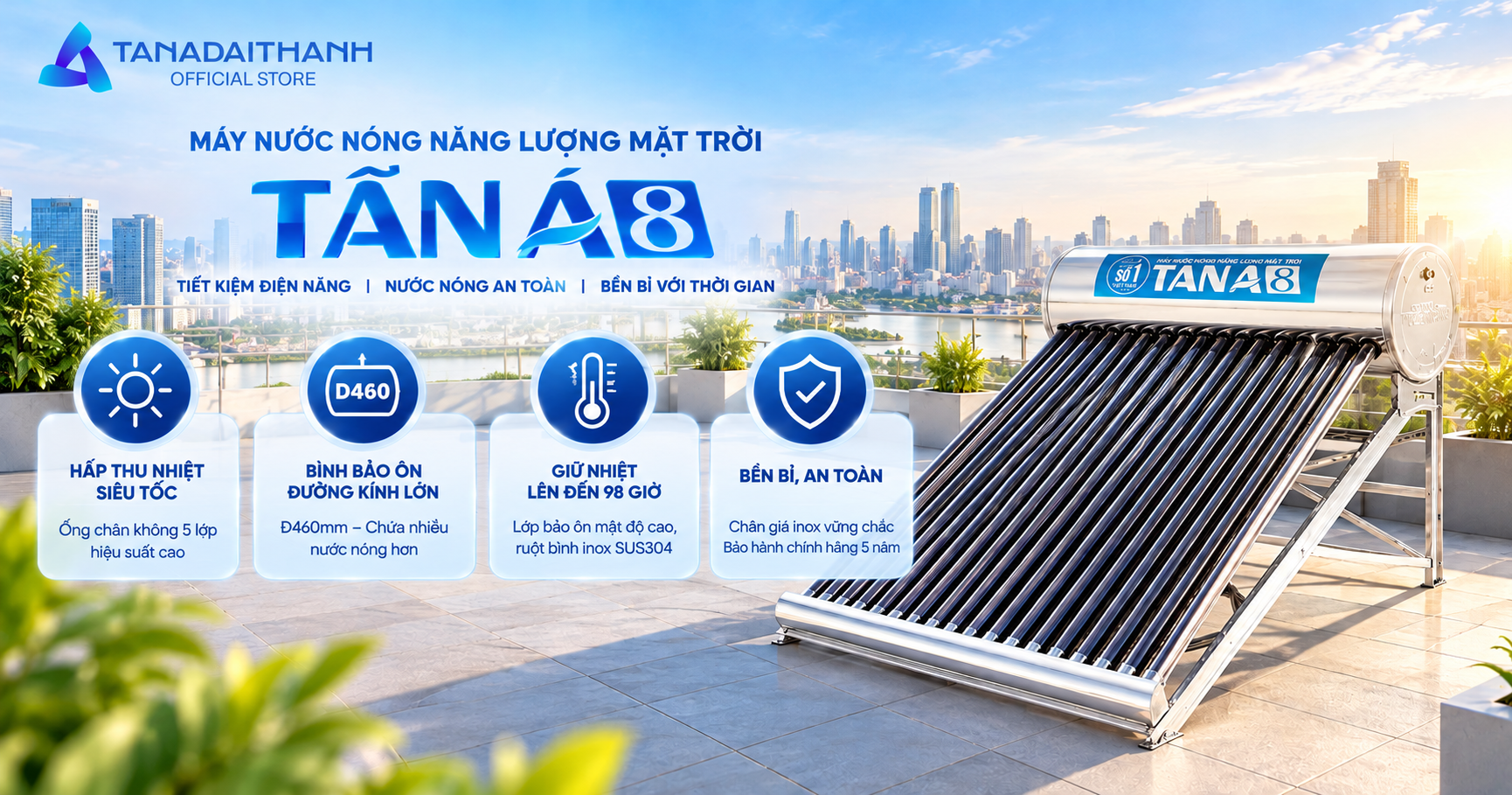 Máy nước nóng năng lượng mặt trời Tân Á-8