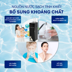 Chất lượng nước đầu ra mang lại nguồn nước sạch tinh khiết, giúp bổ sung khoáng chất và tốt cho sức khoẻ 