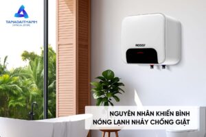 Bình nóng lạnh treo trong phòng tắm hiện đại, nguyên nhân khiến bình nóng lạnh nhảy chống giật 