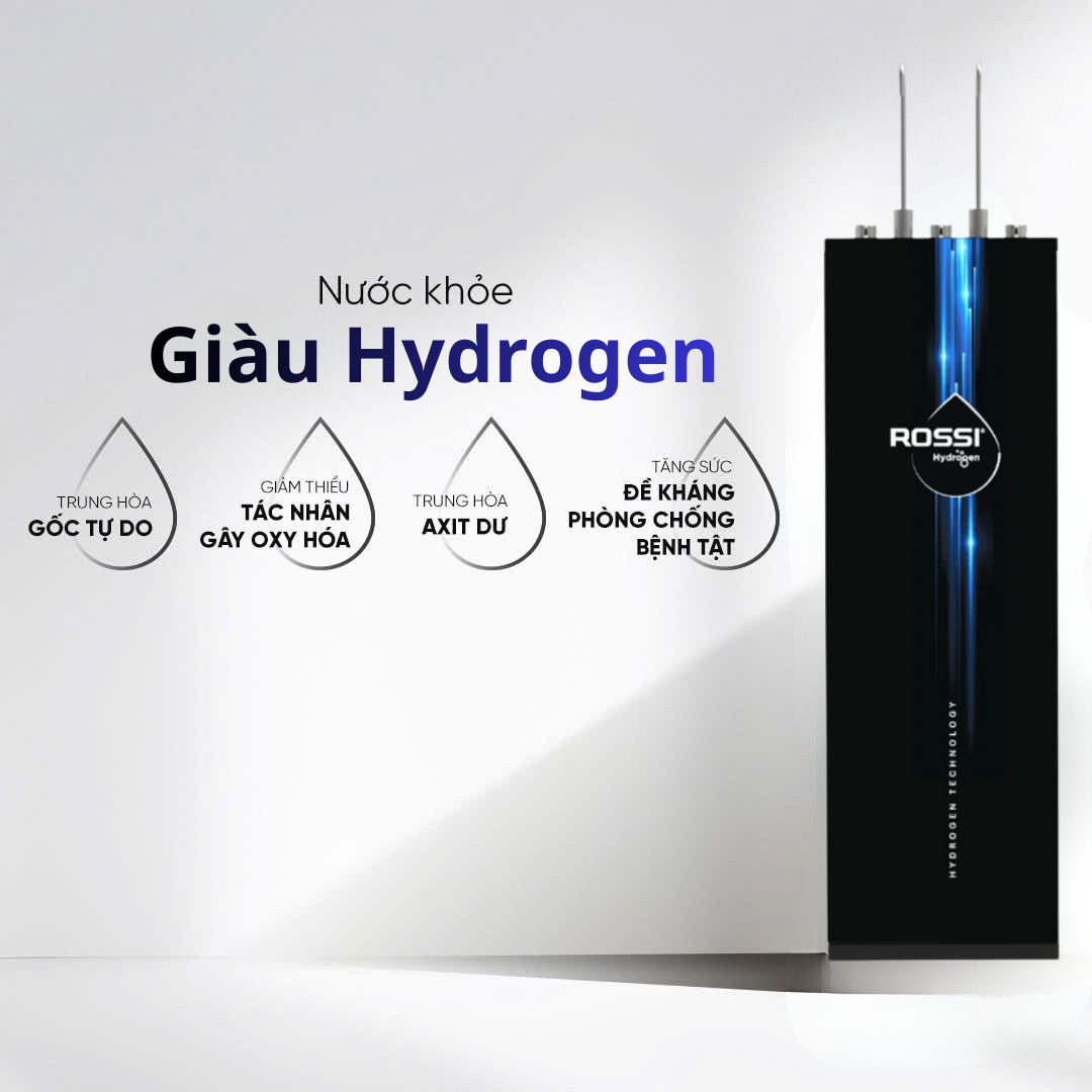 Máy lọc nước Rossi Hydrogen 10 lõi bổ sung khoáng chất cho nước
