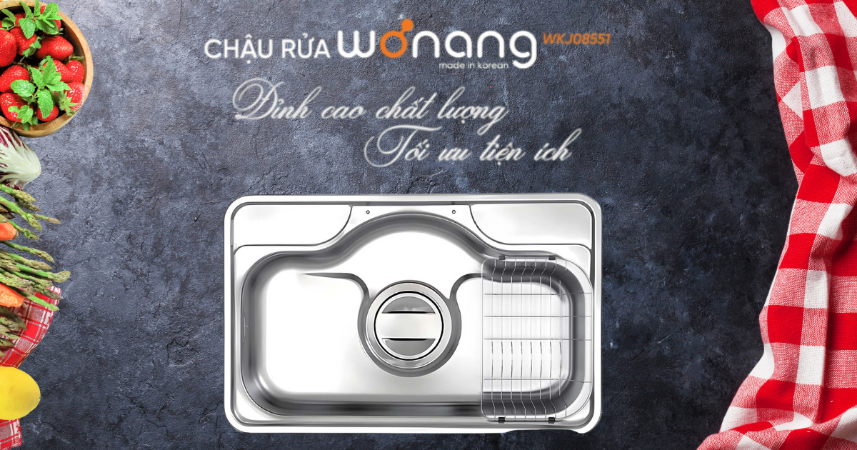 Chậu rửa Wonang được làm từ 100% inox 304