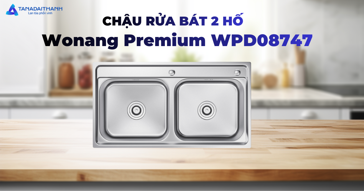 Chậu rửa bát 2 hố Wonang có thiết kế bắt mắt