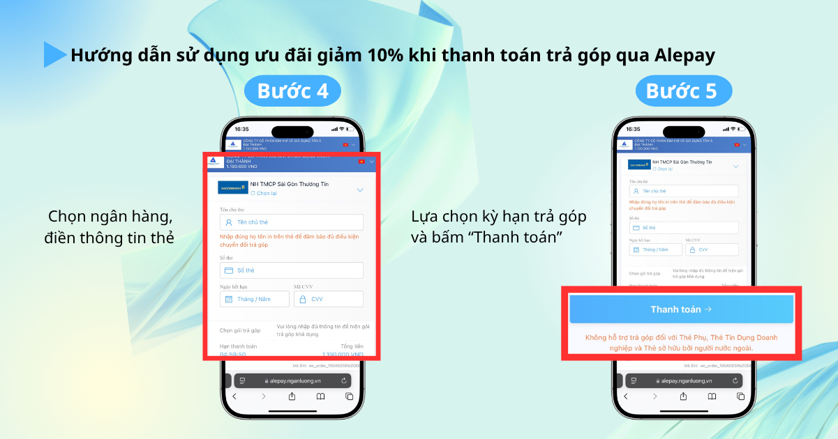 Ưu đãi trả góp 10%