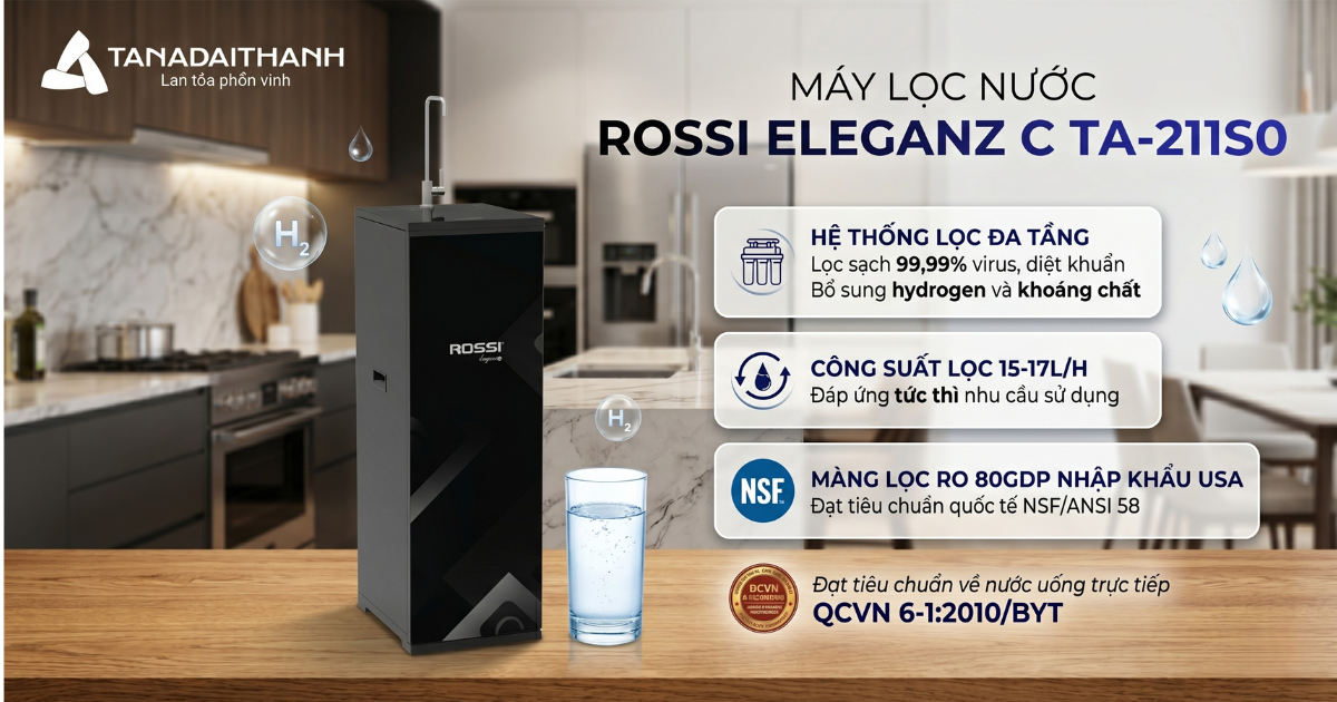 Máy lọc nước Rossi Eleganz C tiết kiệm điện