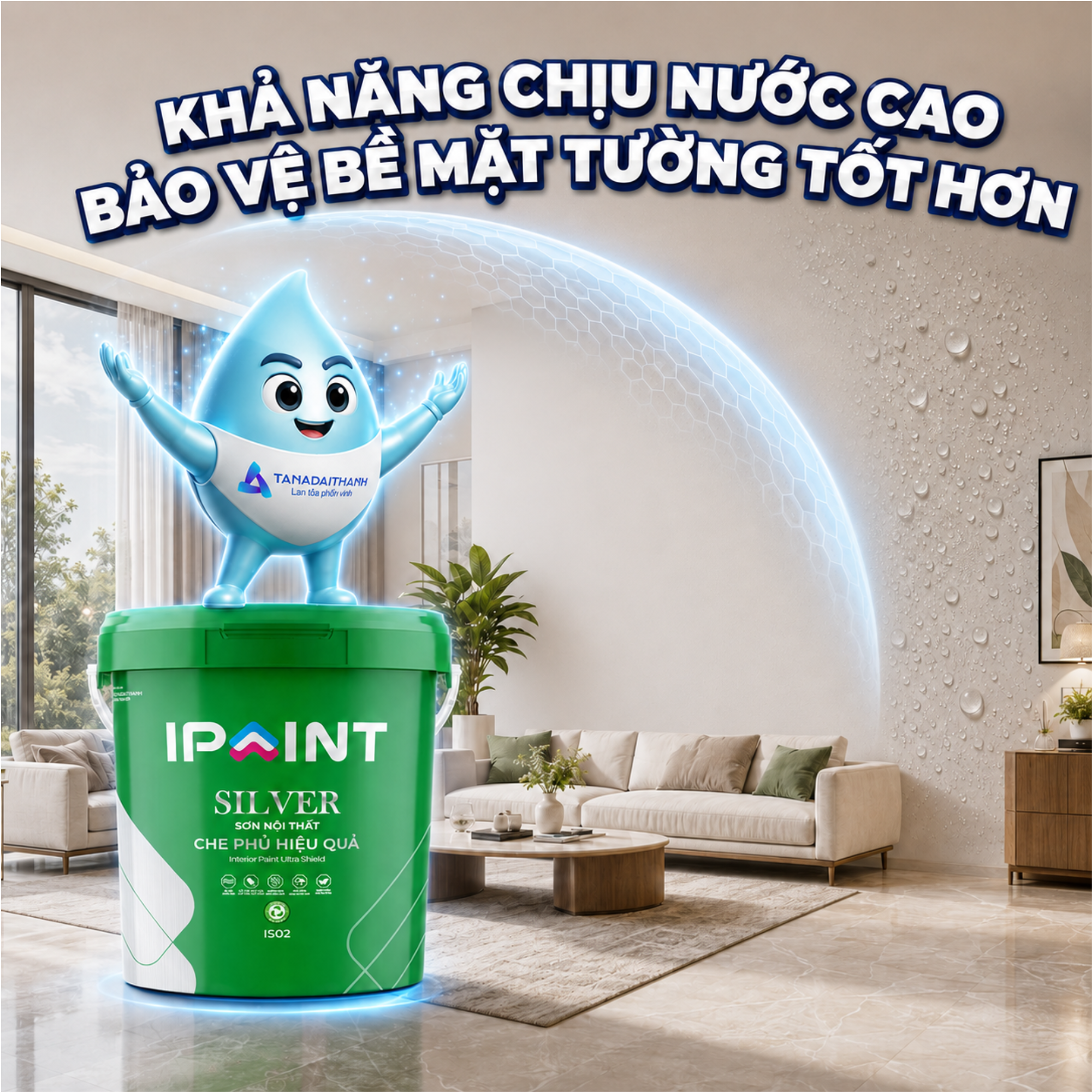 Sơn nội thất che phủ hiệu quả có khả năng chống nước