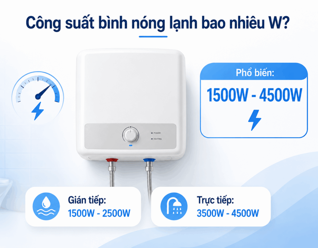 Bình nóng lạnh bao nhiêu W