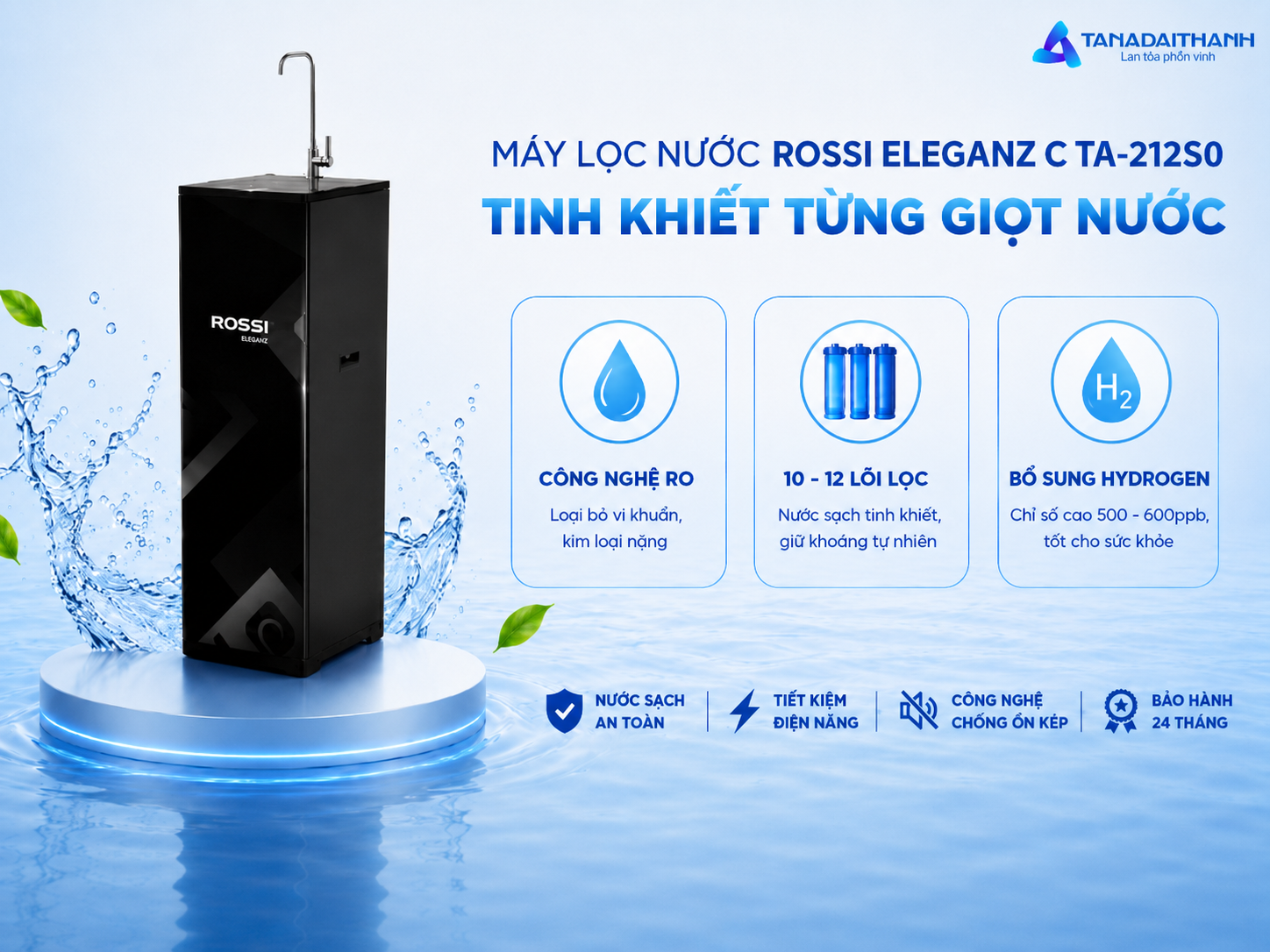 Máy lọc nước Rossi Eleganz C TA-212S0 nổi bật với thiết kế tủ đứng slim