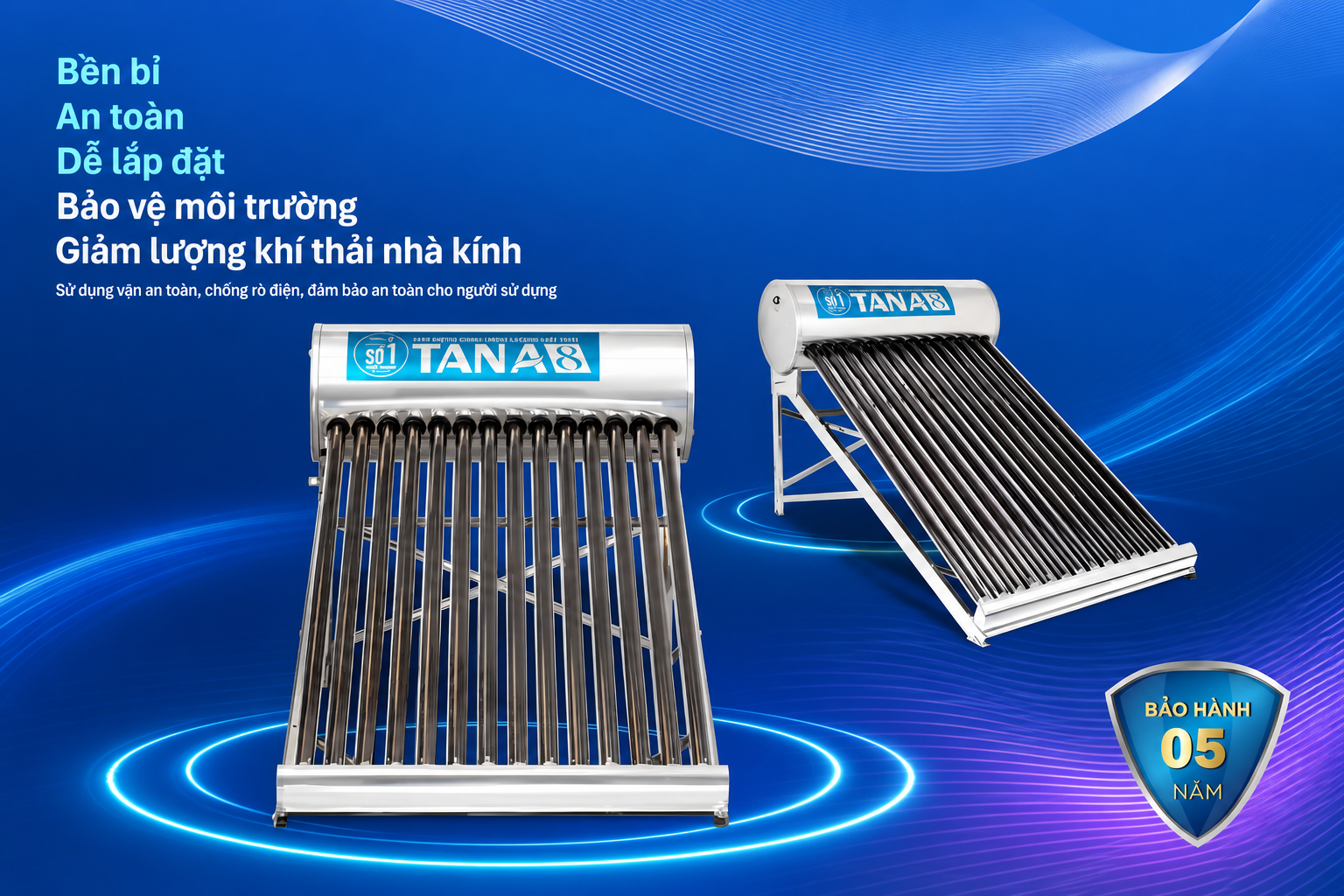 Máy nước nóng NLMT Tân Á-8 GO sở hữu bình bảo ôn đường kính lớn giúp chứa nhiều nước hơn