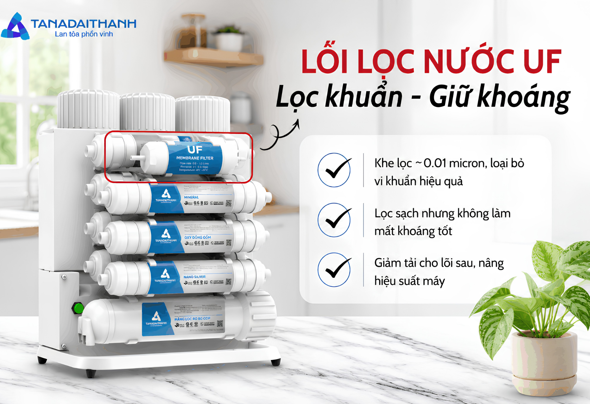 Máy lọc nước để gầm Rossi Core TA-212U0 tối ưu không gian bếp với thiết kế nhỏ gọn và nước RO Hydrogen