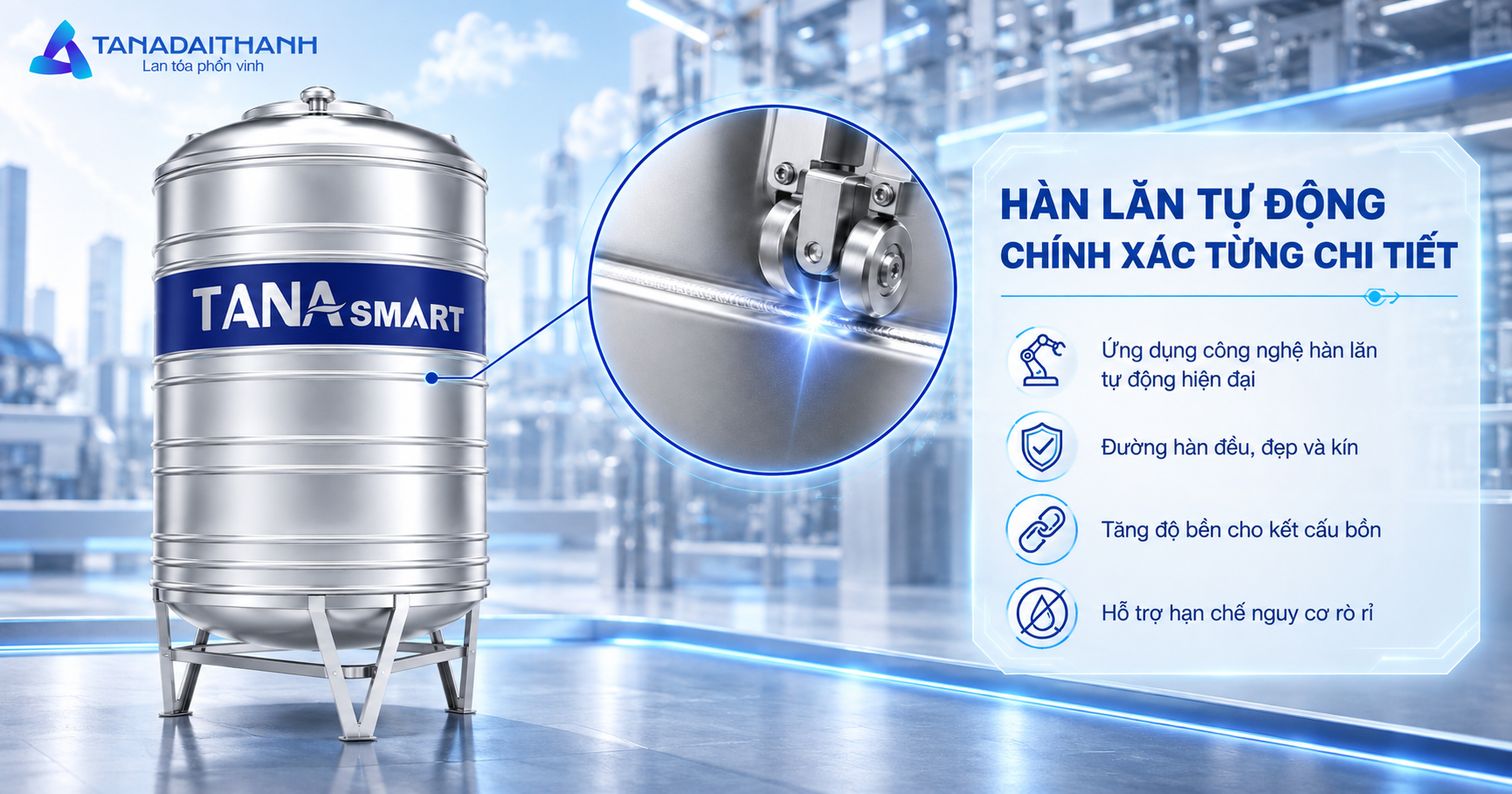 Bồn nước inox Tân Á Smart 3000l đứng