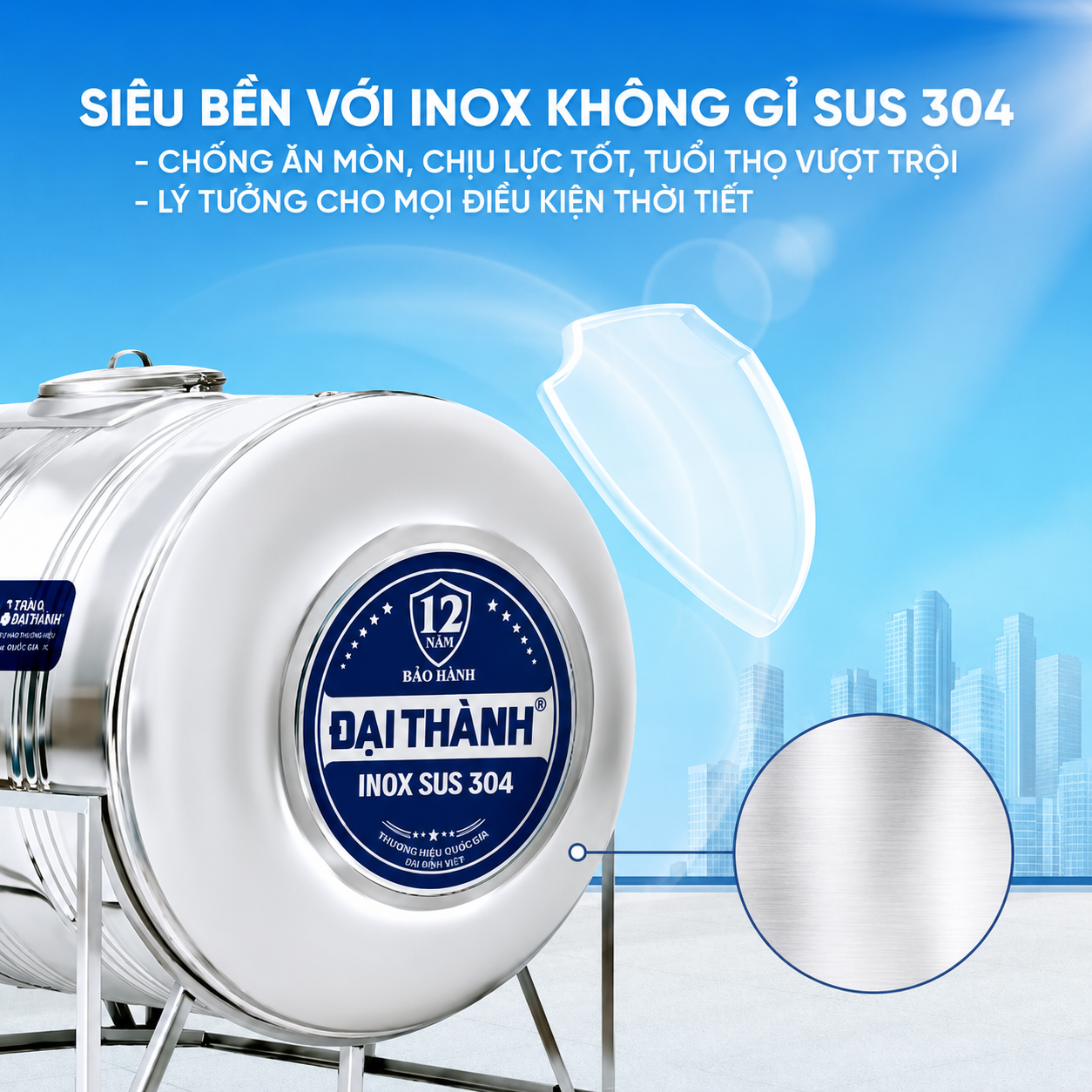 Đại Thành Classic đáp ứng nhu cầu trữ nước sinh hoạt với hai lựa chọn kiểu đứng và ngang