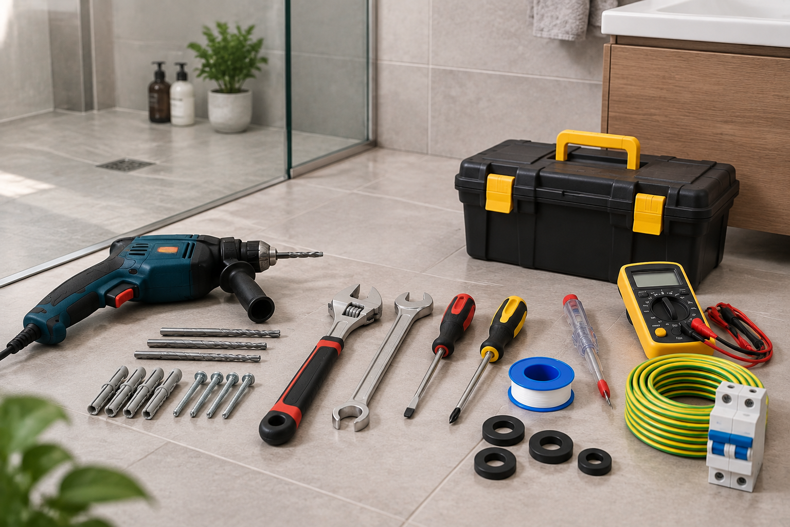 Các dụng cụ cần thiết giúp quá trình lắp bình nóng lạnh diễn ra thuận tiện và đúng kỹ thuật