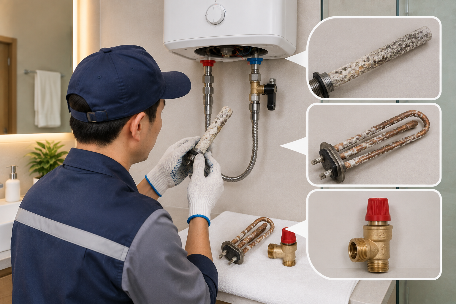 Các bộ phận bên trong cần được kiểm tra để phát hiện sớm tình trạng hao mòn hoặc bám cặn