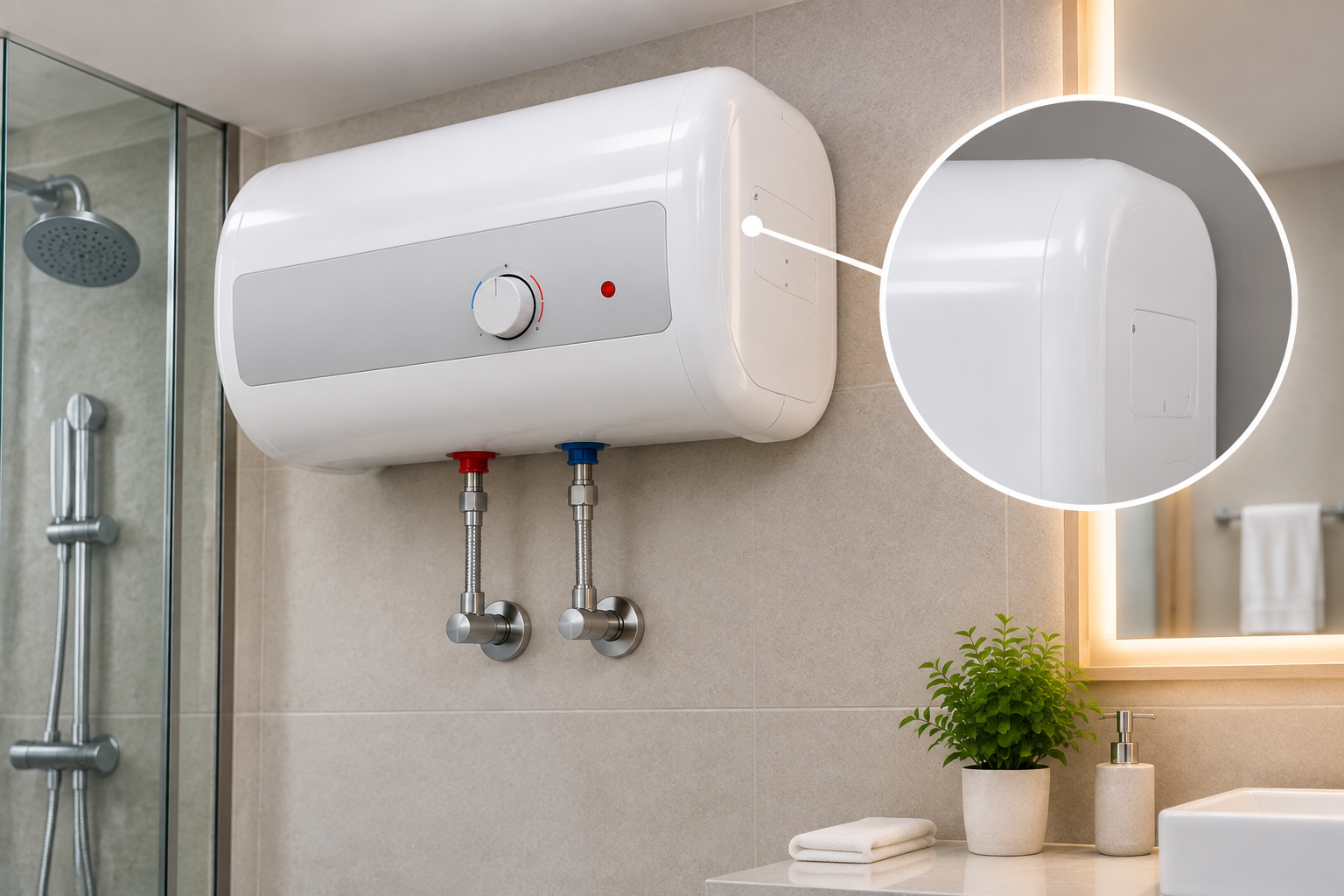 Vỏ bình giúp bảo vệ linh kiện bên trong và tăng tính thẩm mỹ khi lắp đặt