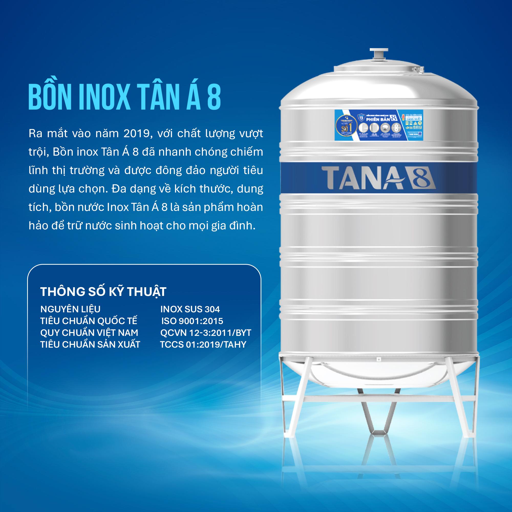Bồn inox Tân Á-8 là lựa chọn hàng đầu của nhiều gia đình