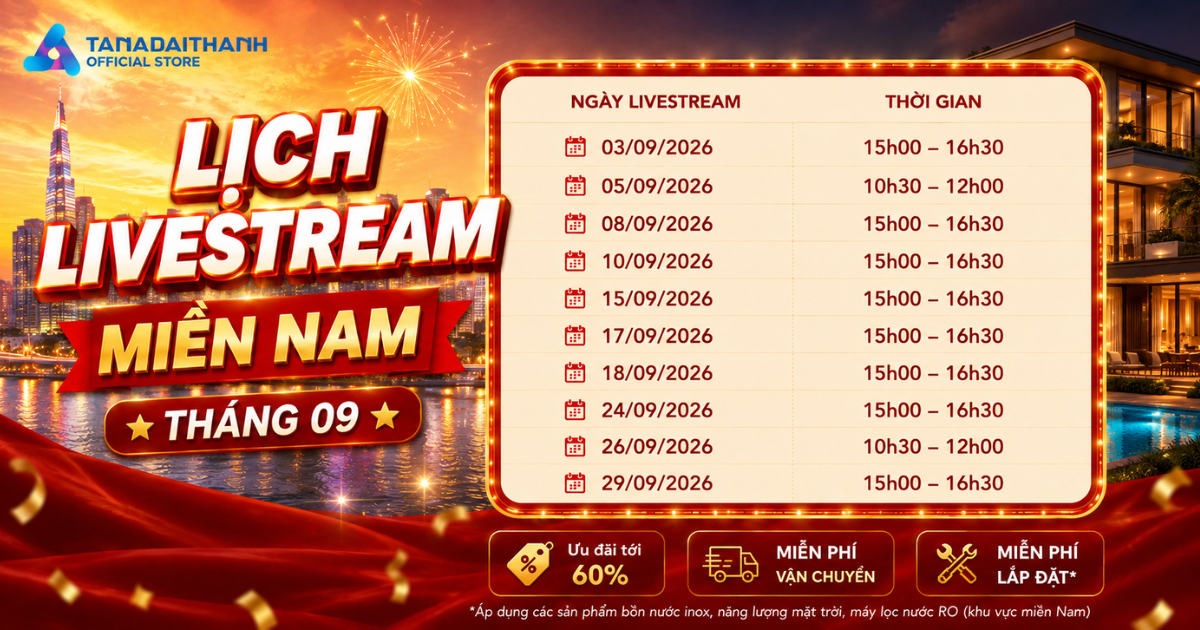 Lịch livestream tháng 9 của Shop Tân Á Đại Thành miền Nam