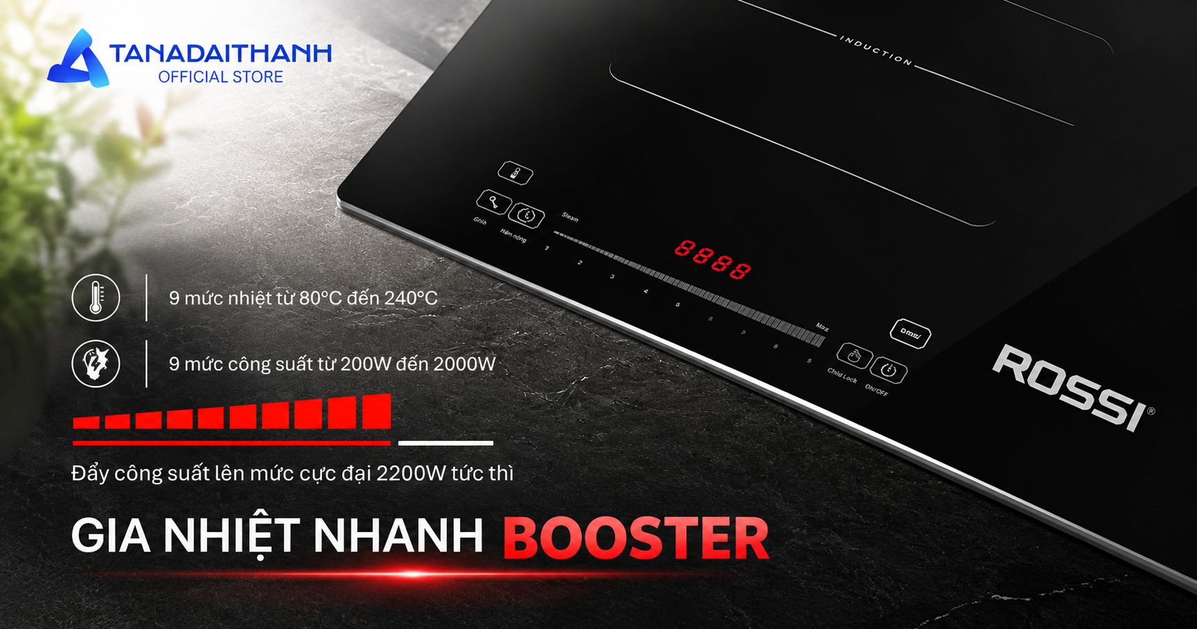 Bếp từ đôi Rossi RS-2040BE01BS