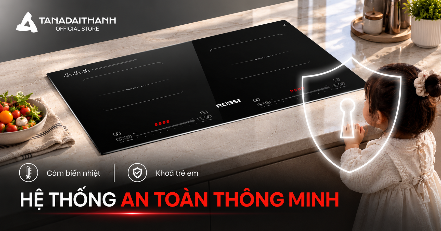 Bếp từ đôi Rossi RS-2040BE01BS