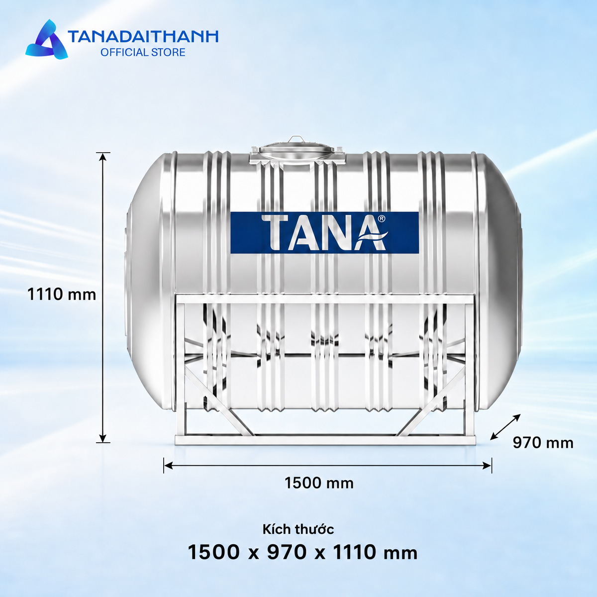 Bồn chứa inox có nhiều kích thước, tính thẩm mỹ cao