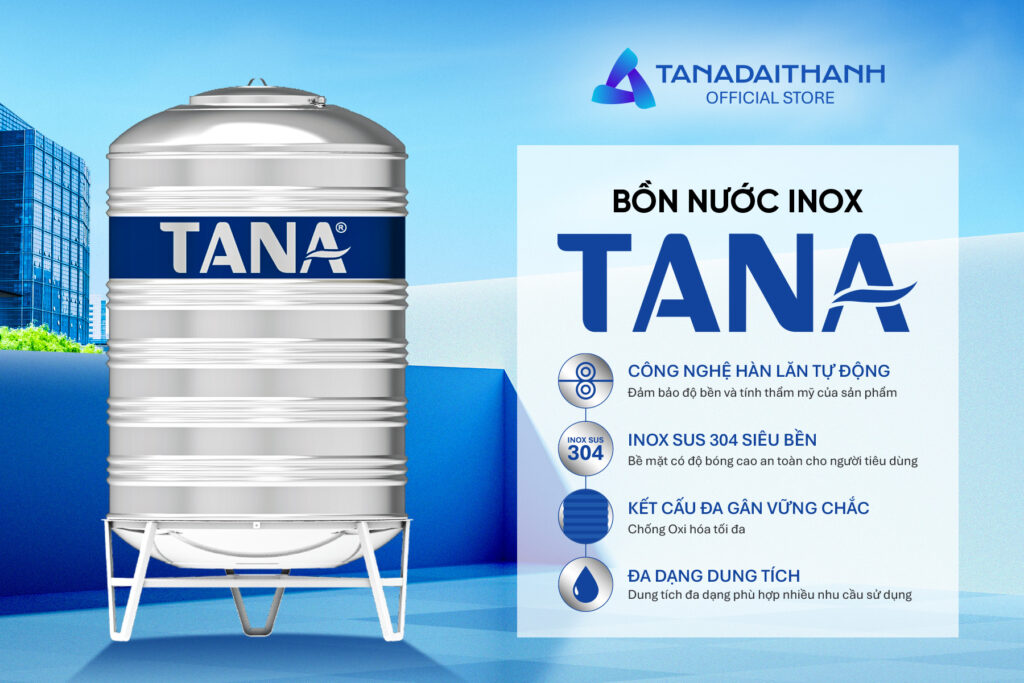 Bồn inox Tân Á ứng dụng công nghệ hàn lăn tự động duy trì kết cấu vững chắc khi lắp đặt ngoài trời
