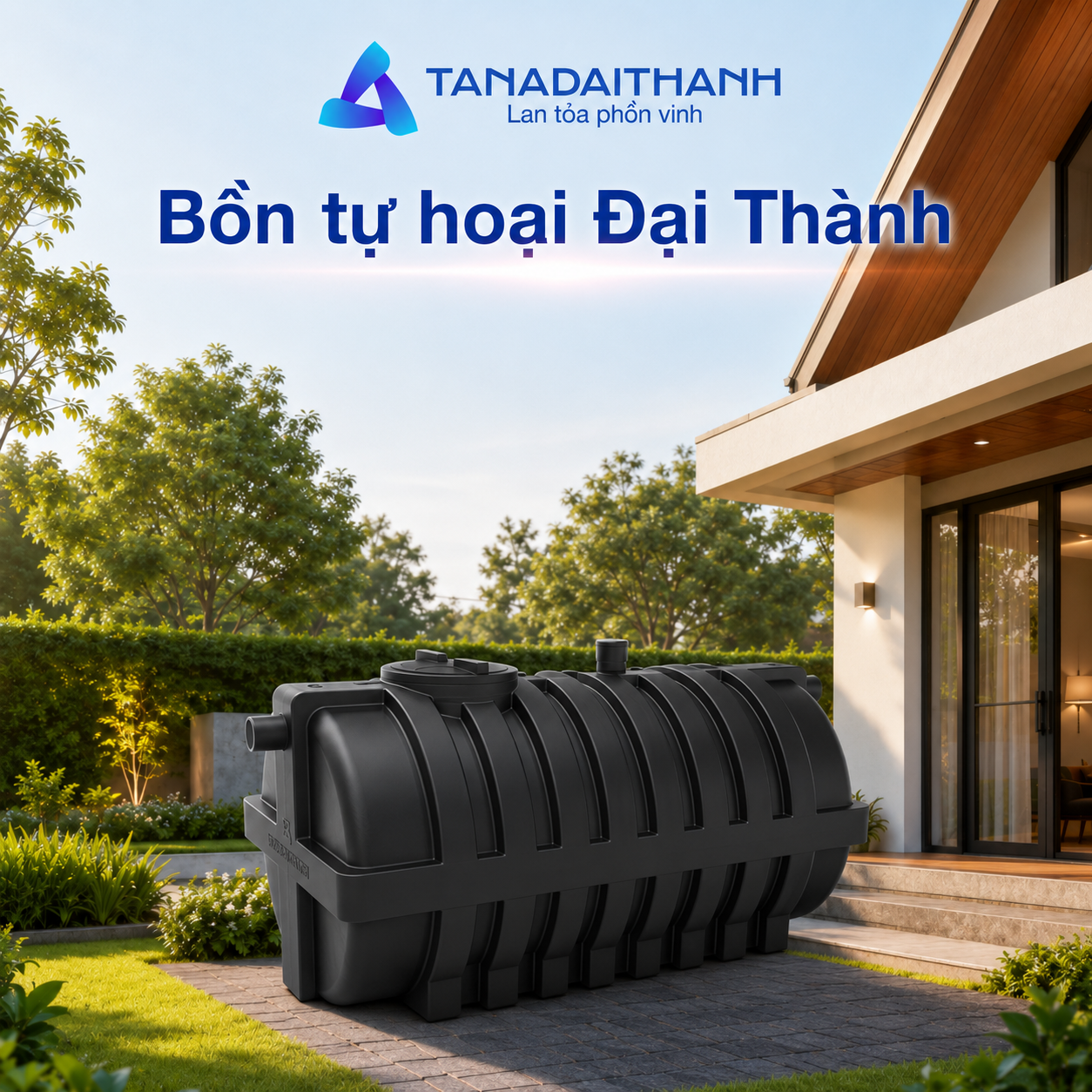 Bồn tự hoại Đại Thành ngang phù hợp với công trình có mặt bằng rộng nhưng hạn chế độ sâu hố đào