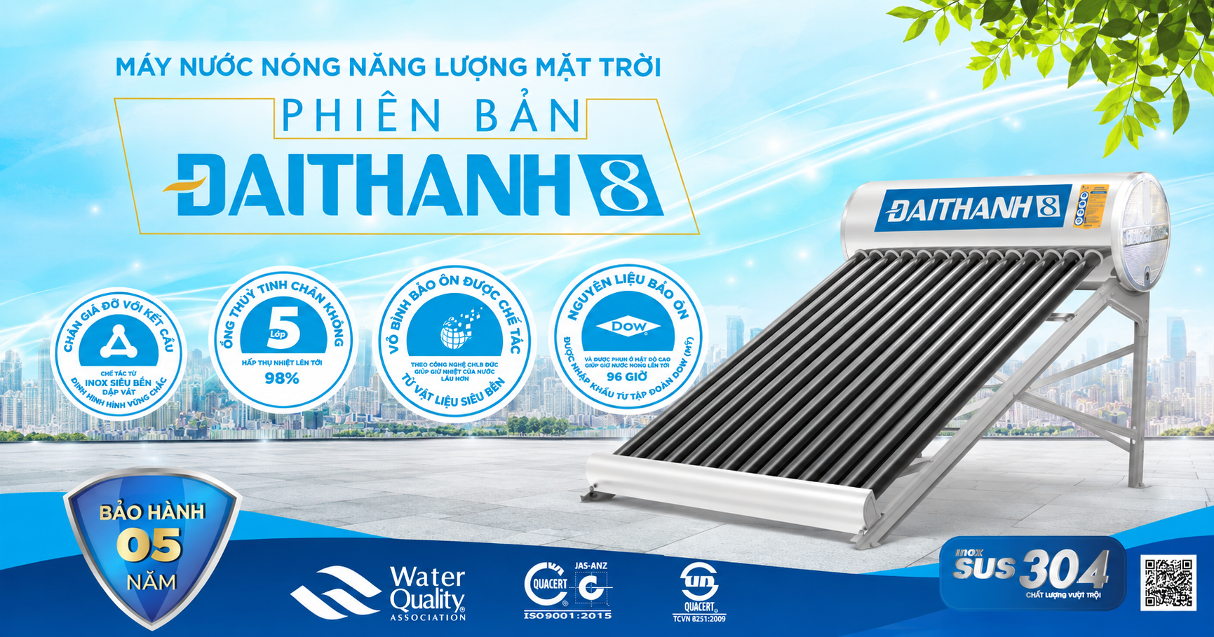 Máy nước nóng năng lượng mặt trời Đại Thành-8 có gì