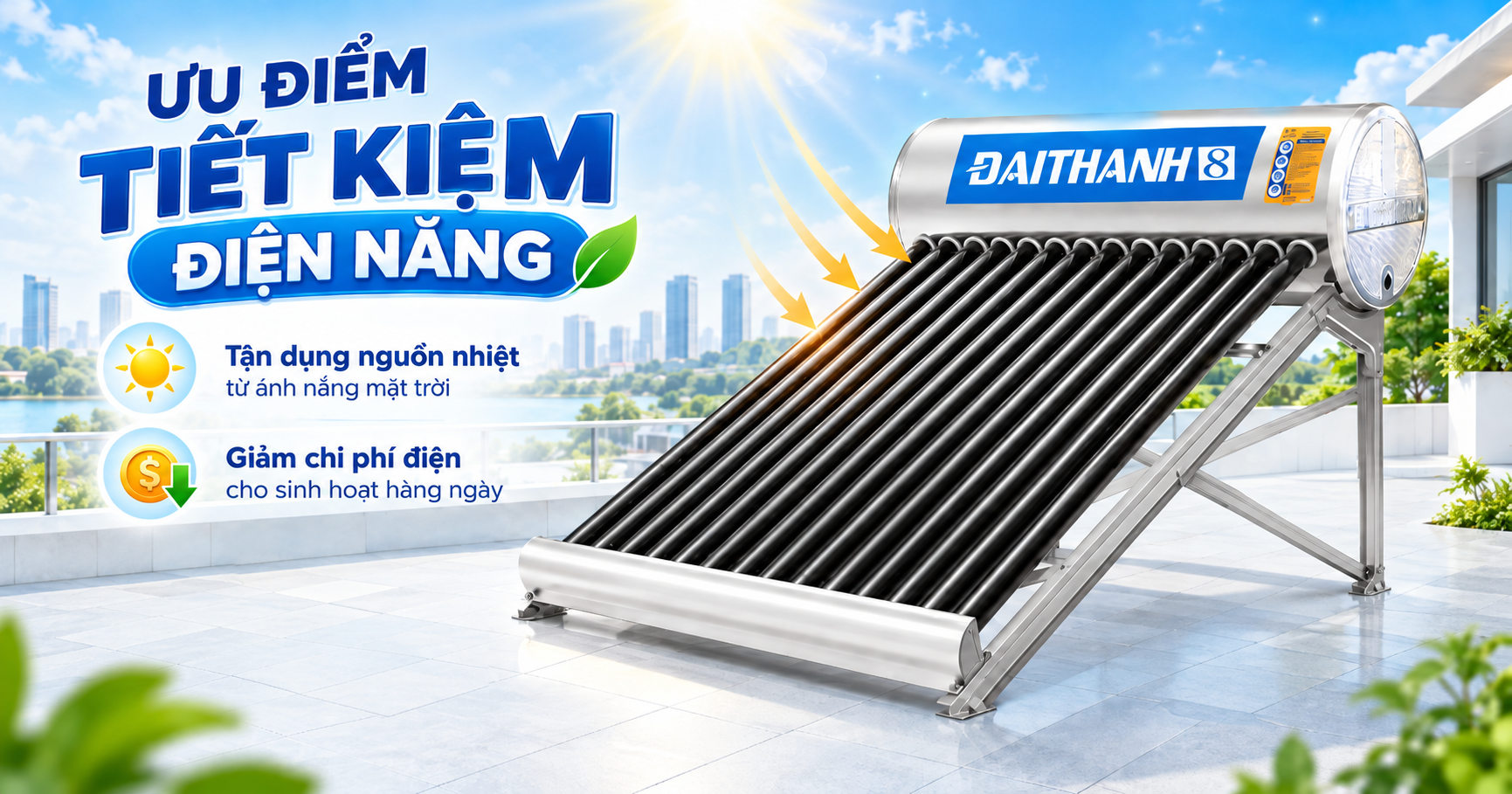 Máy nước nóng năng lượng mặt trời Đại Thành-8 có gì