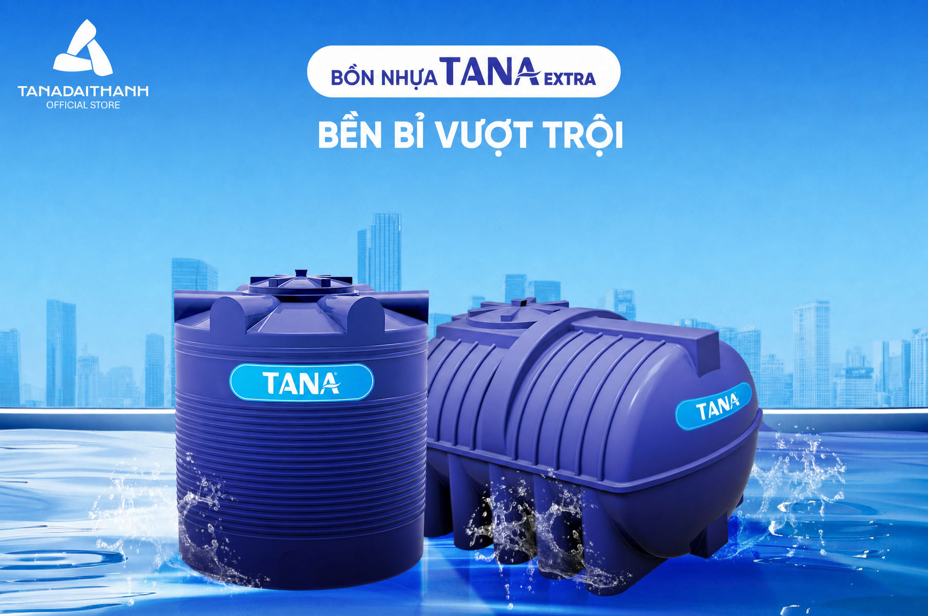 Bồn nước nhựa Tân Á Đại Thành có kiểu dáng đứng và ngang
