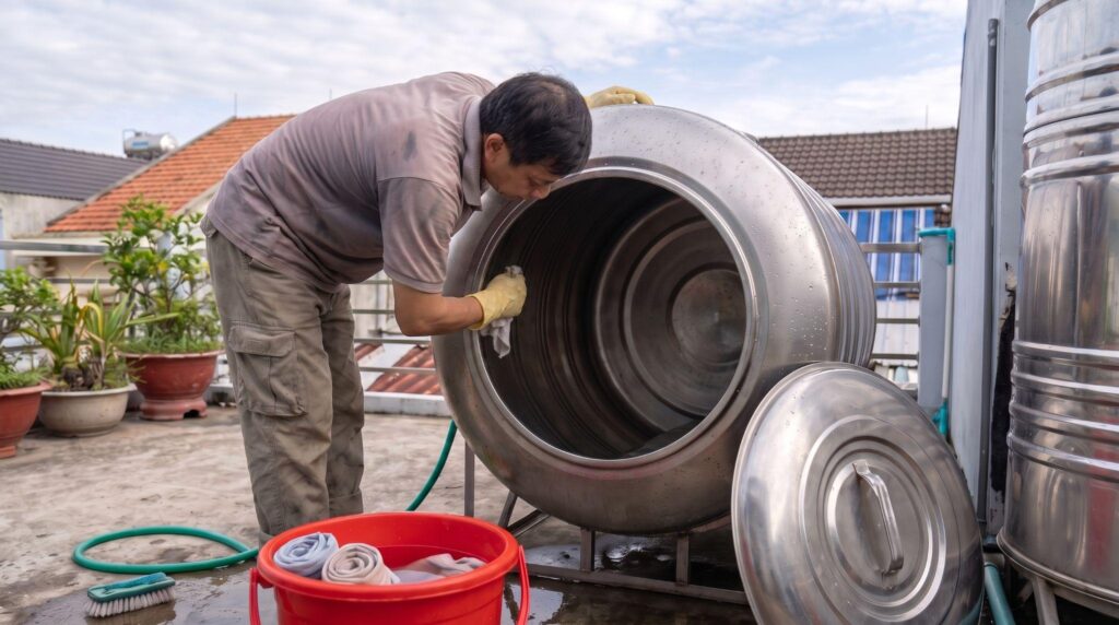 vệ sinh bồn nước inox