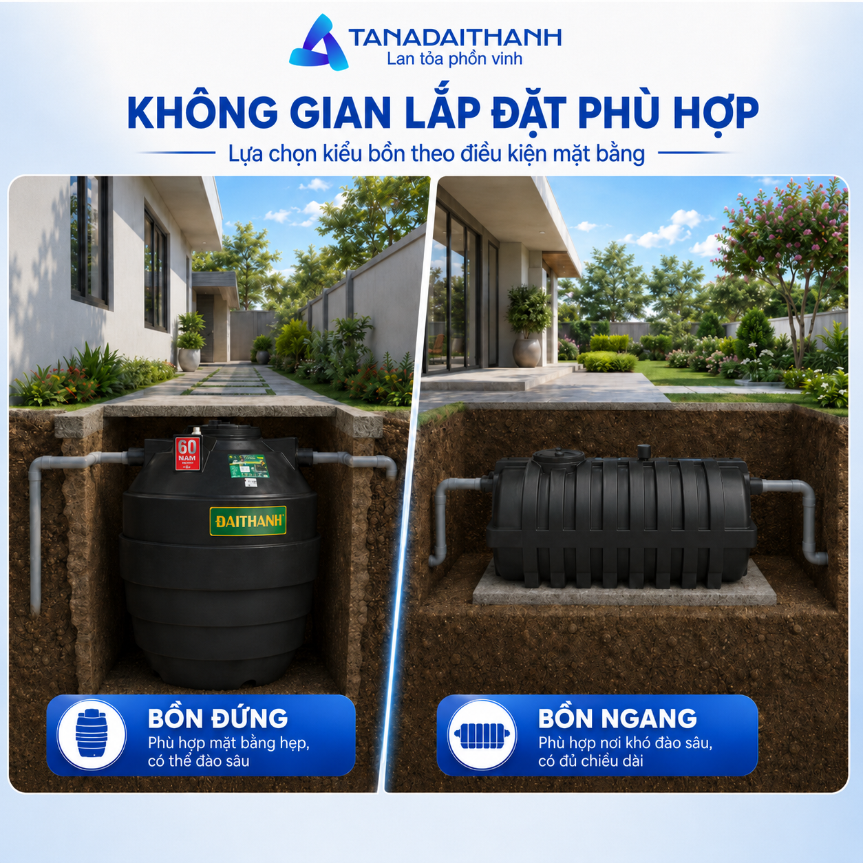 Vị trí lắp đặt phù hợp giúp đường ống vận hành thuận lợi và hỗ trợ hút cặn về sau
