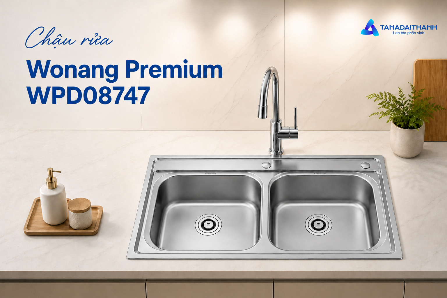 Wonang Premium WPD08747 tạo không gian thao tác rộng và thuận tiện vệ sinh